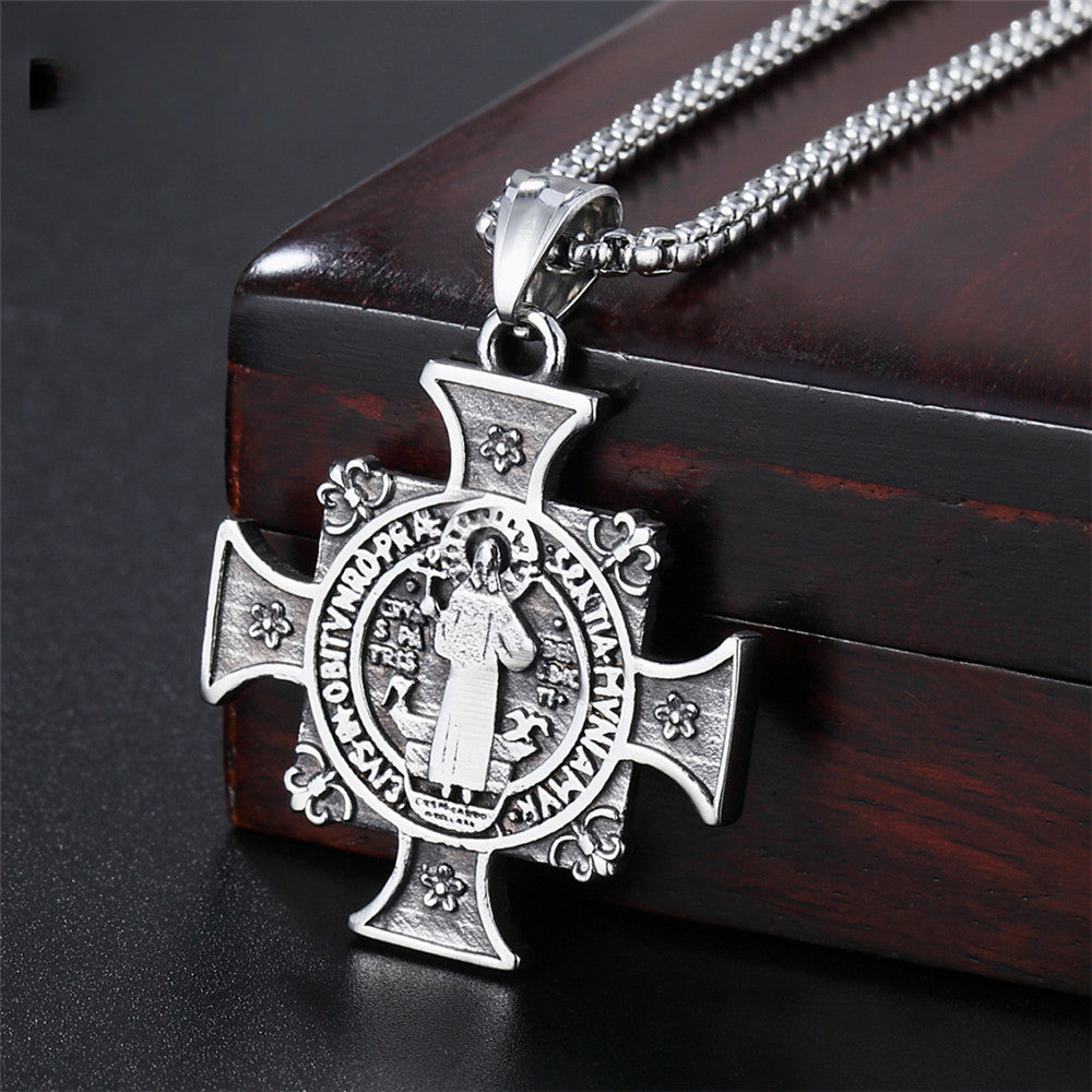 Exorcism Quadrate Cross Titanium Steel Necklace for Men