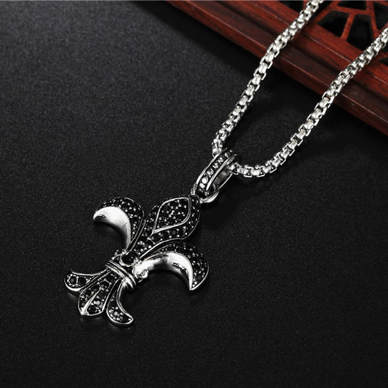 Zircon Childern Flower Titanium Steel Necklace for Men