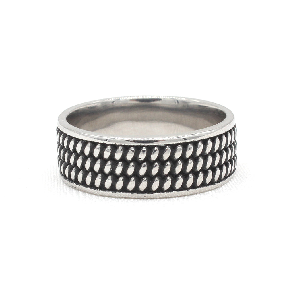 Personalized Retro Titanium Steel Men's Ring - European and American Style Wholesale Jewelry