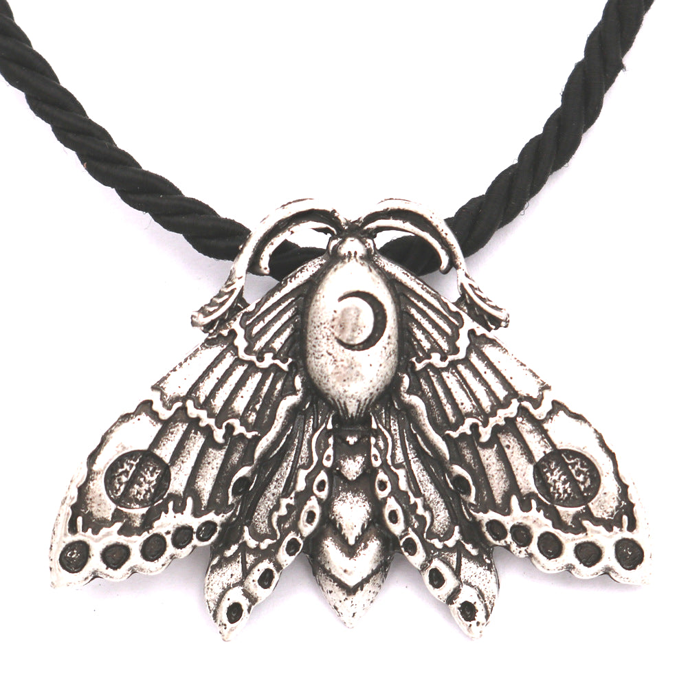 Butterfly Skull Necklace with Moth Moon Totem