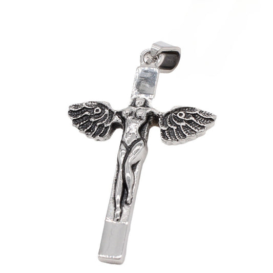 Angel Wings Cross Titanium Steel Pendant for Men