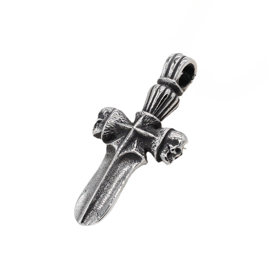 Crown Skull Cross Dagger Titanium Steel Pendant for Men