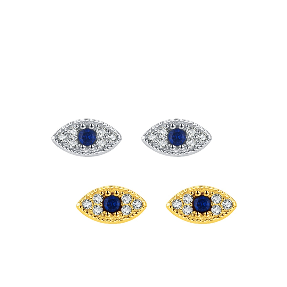 Exquisite Devil's Eye Earrings, S925 Sterling Silver with Zircons