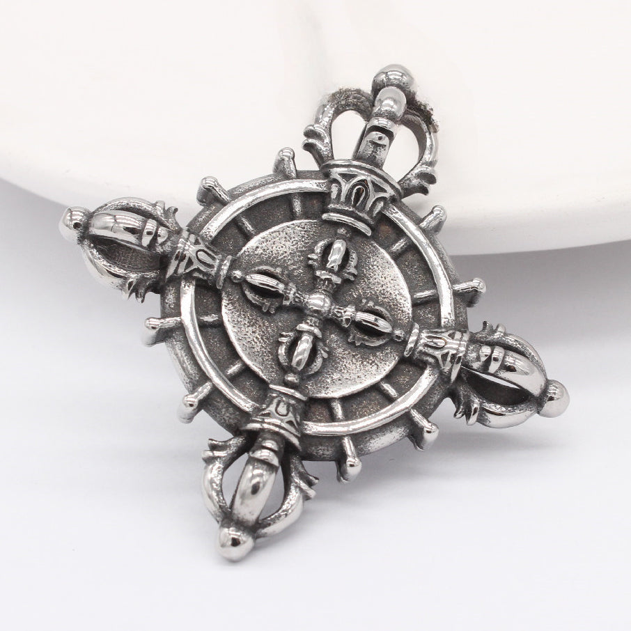 Devil's Eye Pestle Cross Titanium Steel Pendant for Men