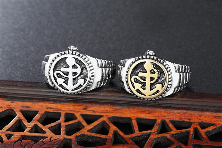 Nautical Anchor Stainless Steel Men's Ring