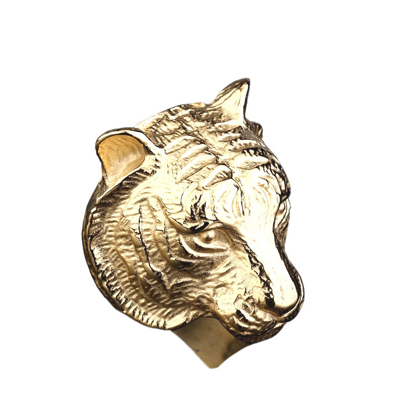 Men's Titanium Steel Tiger Head Ring - Domineering Fashion Jewelry Wholesale