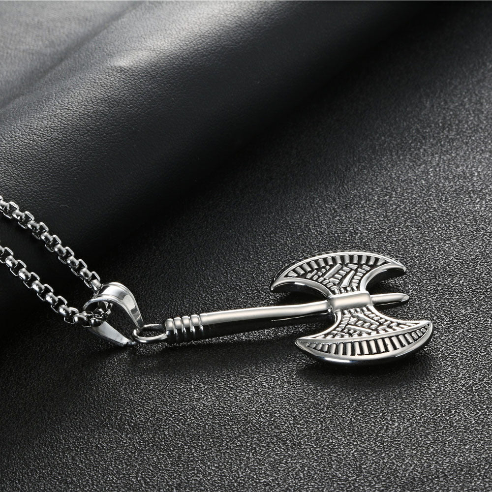 Titanium Steel Axe Pendant - Retro Crowe-Inspired Unisex Necklace for Men and Women