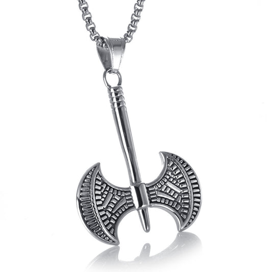 Titanium Steel Axe Pendant - Retro Crowe-Inspired Unisex Necklace for Men and Women