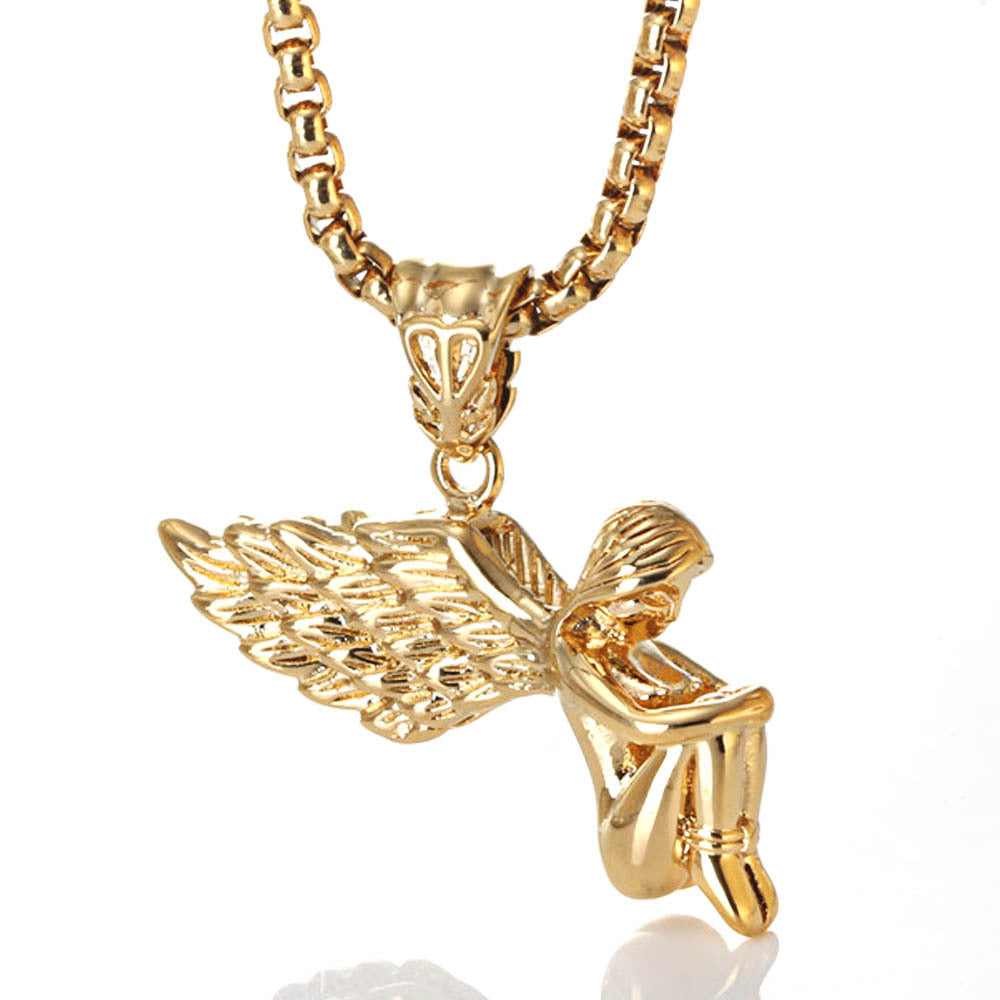 Urban Angel Pendant - Hip Hop Inspired Titanium Steel Jewelry for Men