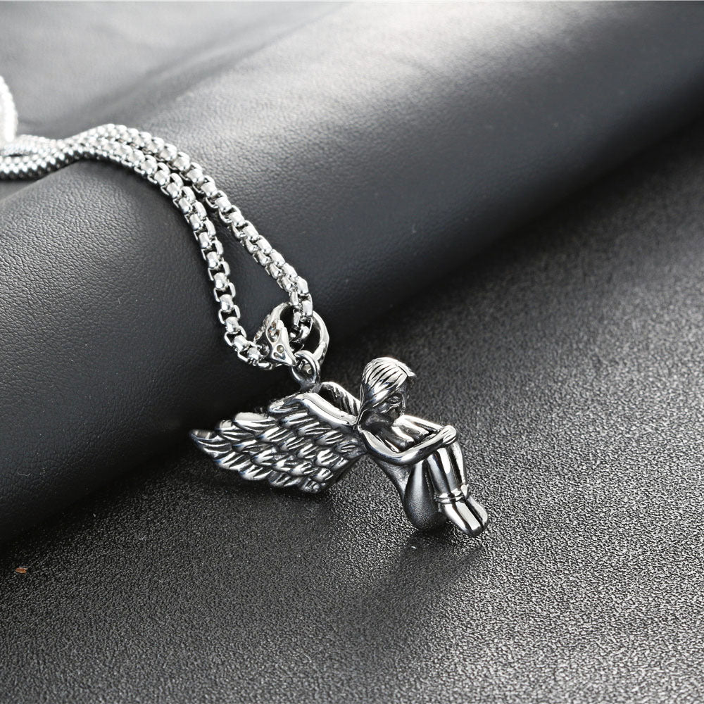 Urban Angel Pendant - Hip Hop Inspired Titanium Steel Jewelry for Men