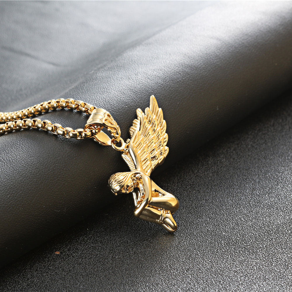 Urban Angel Pendant - Hip Hop Inspired Titanium Steel Jewelry for Men