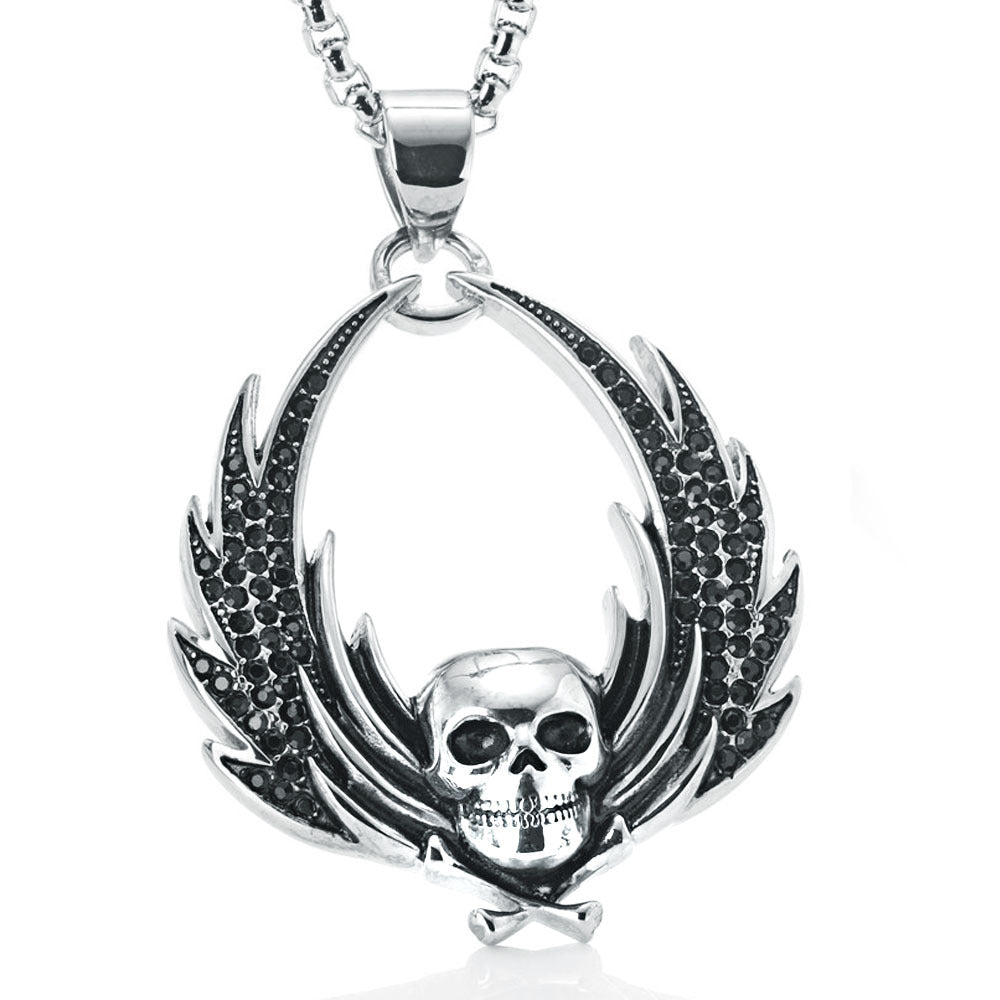 Titanium Steel Skull Wings Pendant - Unisex Crowe Hip Hop Jewelry