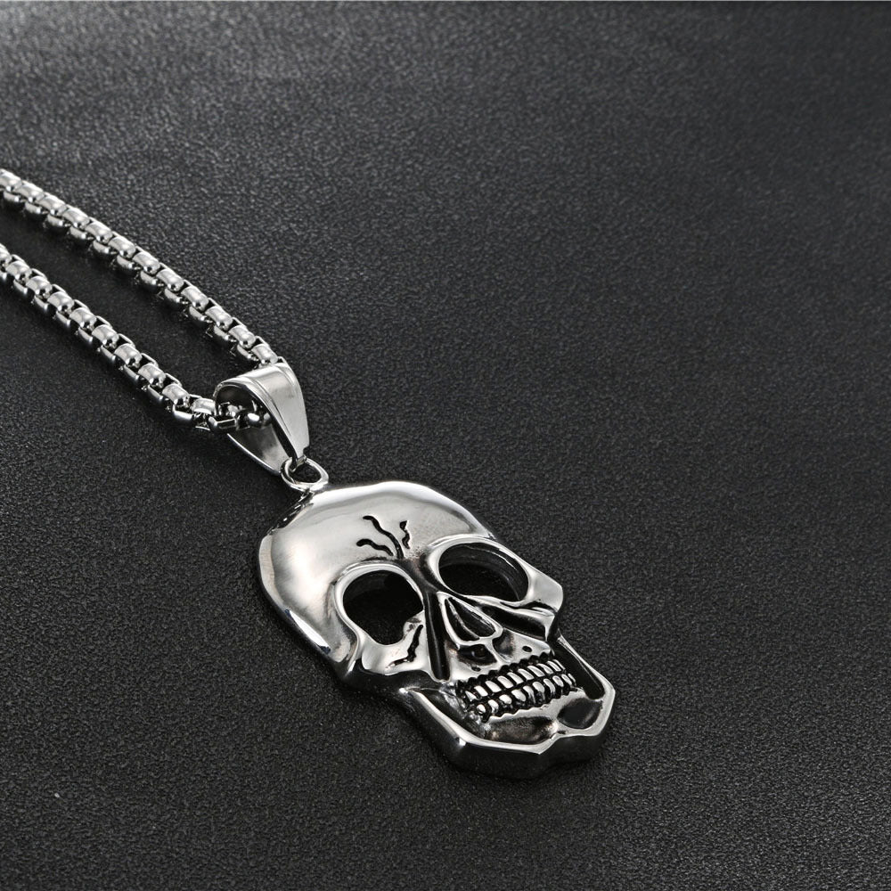 Titanium Steel Gothic Skull Pendant - Retro Ghost Head Mask Jewelry for Men