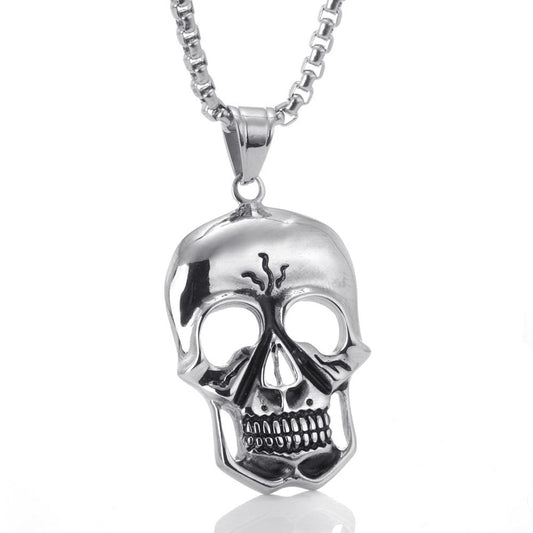 Titanium Steel Gothic Skull Pendant - Retro Ghost Head Mask Jewelry for Men