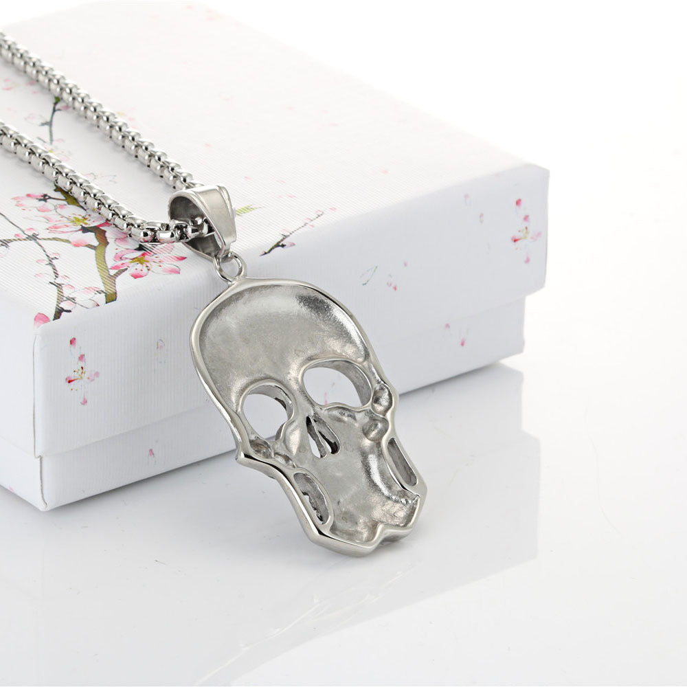 Titanium Steel Gothic Skull Pendant - Retro Ghost Head Mask Jewelry for Men