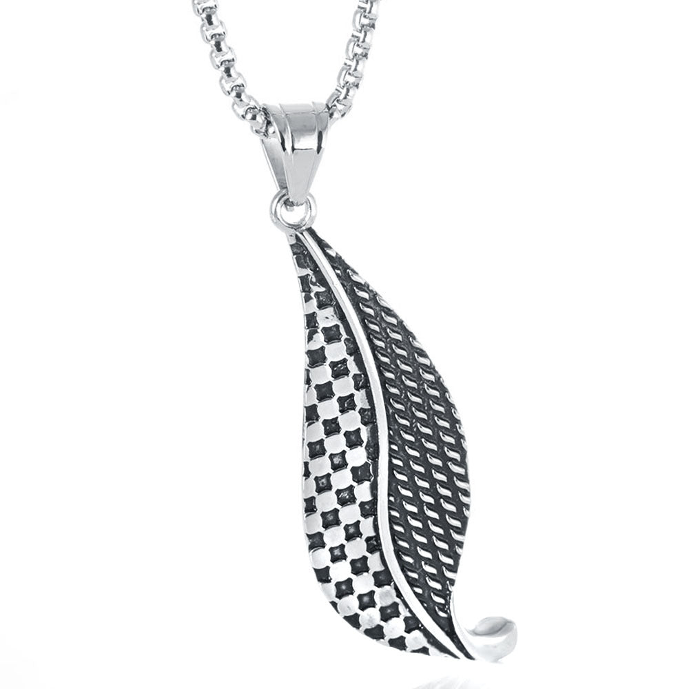 Titanium Steel Nature-Inspired Leaf Pendant for All - Vintage Crowe Style Stainless Steel Jewelry