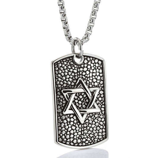 Retro Titanium Steel Hexagram Pendant - Unisex Crowe Army Inspired Jewelry