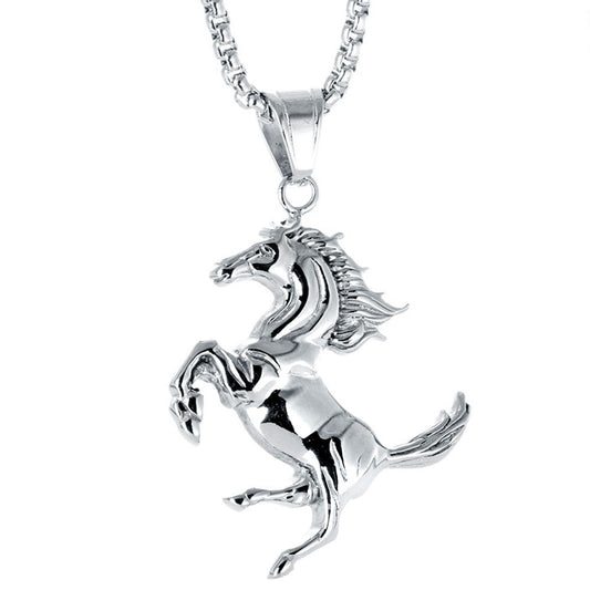 Vintage-Inspired Titanium Steel Equestrian Pendant Necklace for All - Crowe Collection