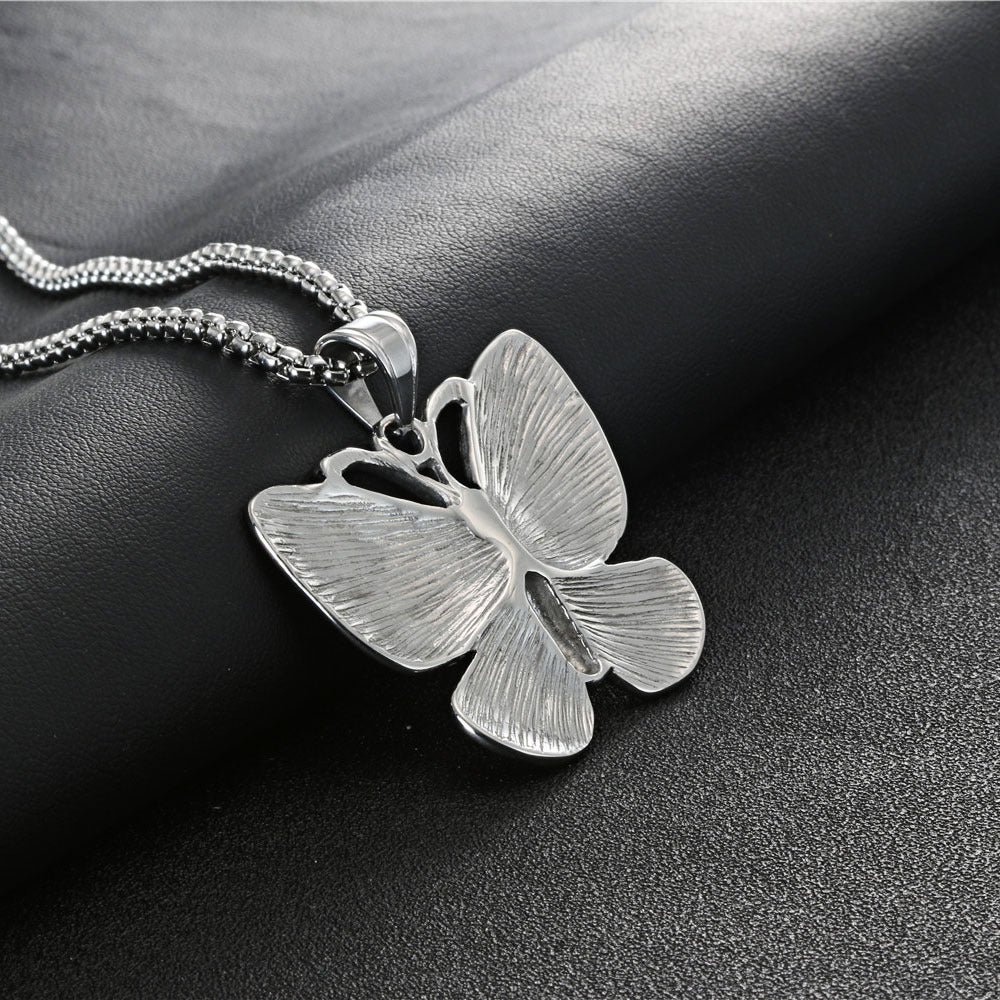 Kro Trendy Men's Retro Butterfly Pendant - Unique Titanium Steel Insect Accessory