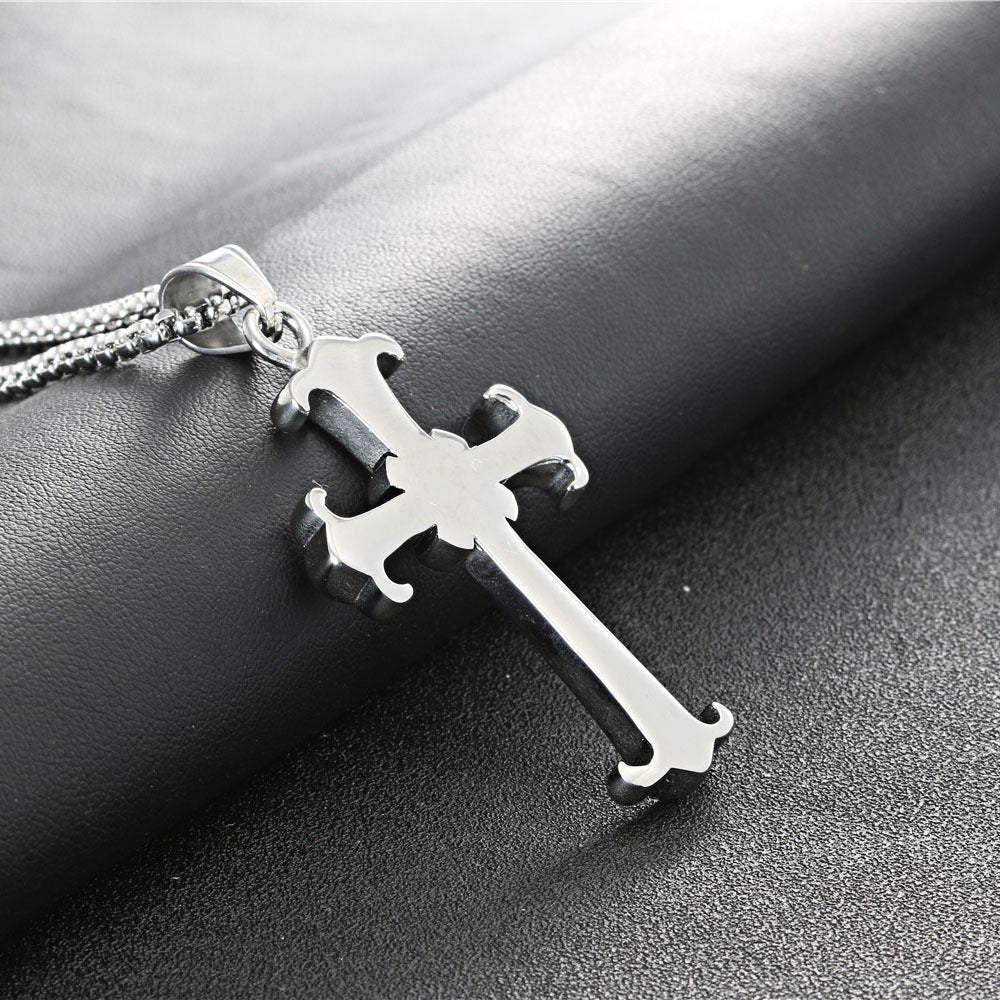 Retro Titanium Steel Cross Pendant for Men and Women - Scout Flower Accessories Collection