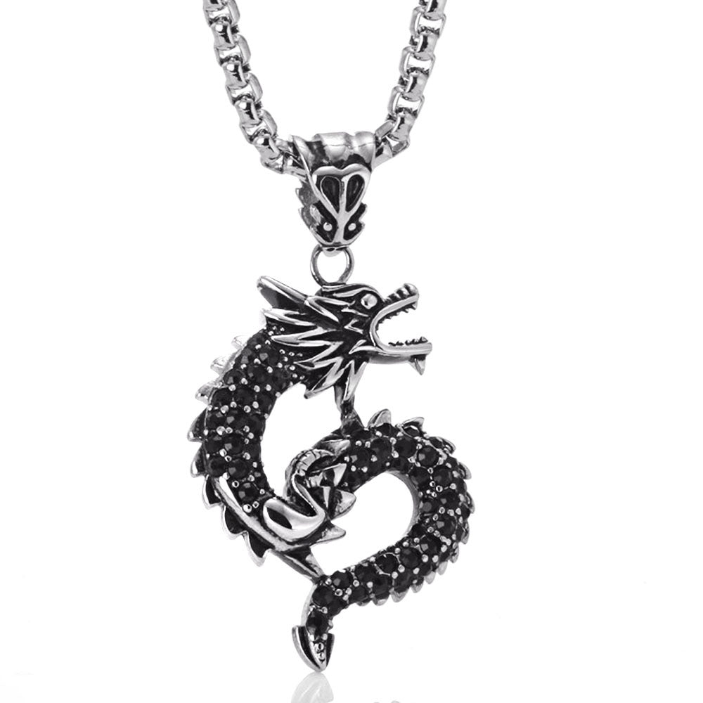 Titanium Steel Dragon Zircon Pendant - Unisex Retro Accessory for Bold Personalities