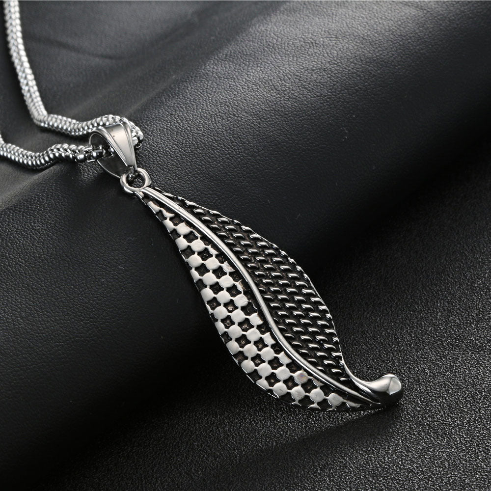 Titanium Steel Nature-Inspired Leaf Pendant for All - Vintage Crowe Style Stainless Steel Jewelry