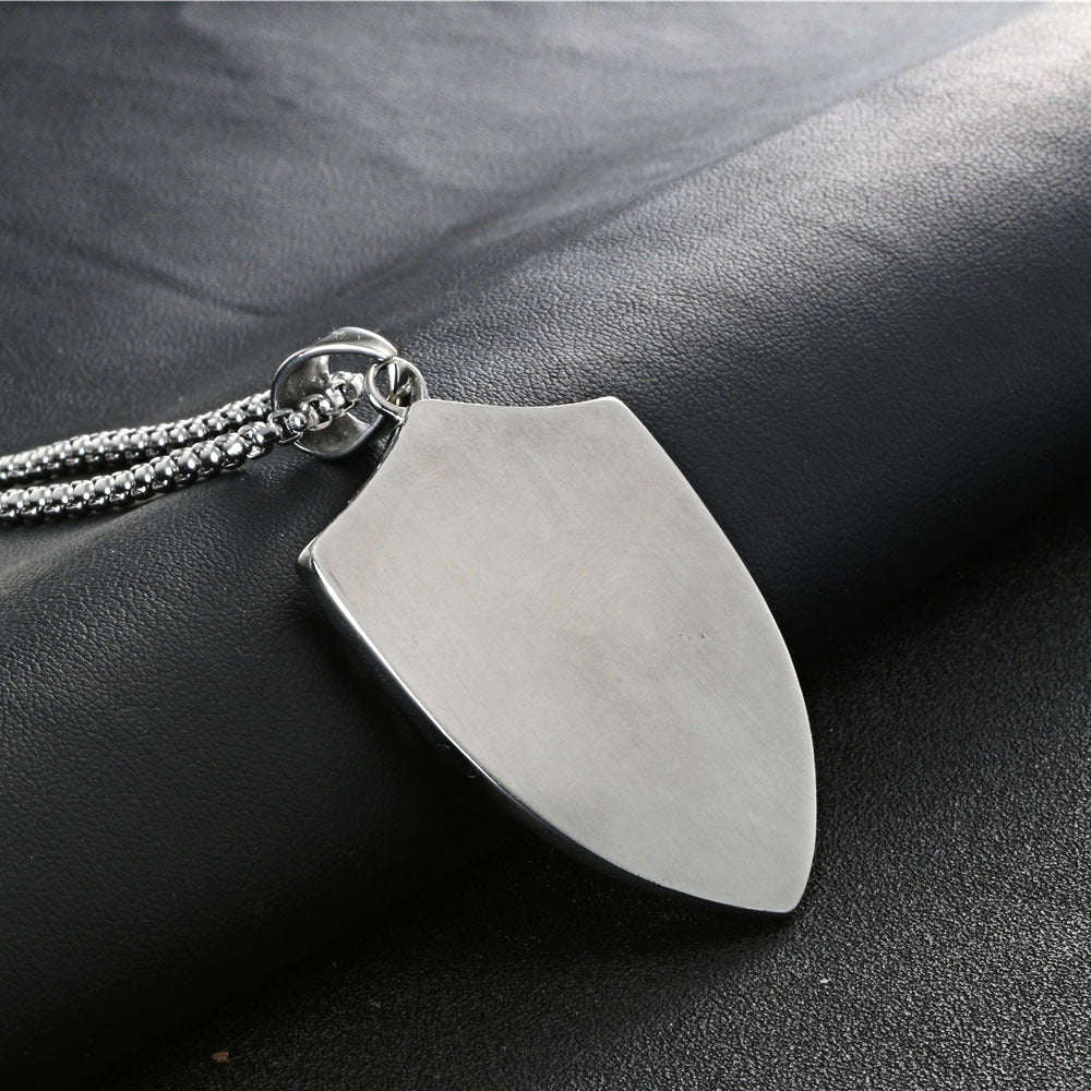 Retro Titanium Steel Shield Pendant - Unisex Accessory for All Styles