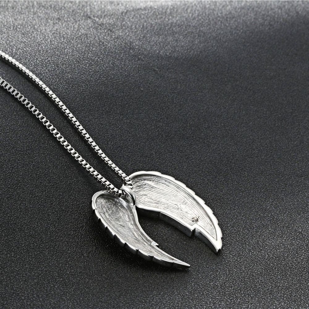 Titanium Steel Angel Wings Feather Pendant - Vintage Unisex Accessories for Men and Women