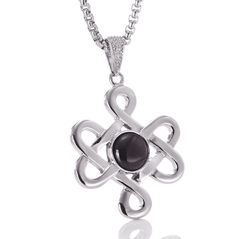 Elegant Unisex Titanium Steel Flower Pendant Necklace - Retro Crowe Design