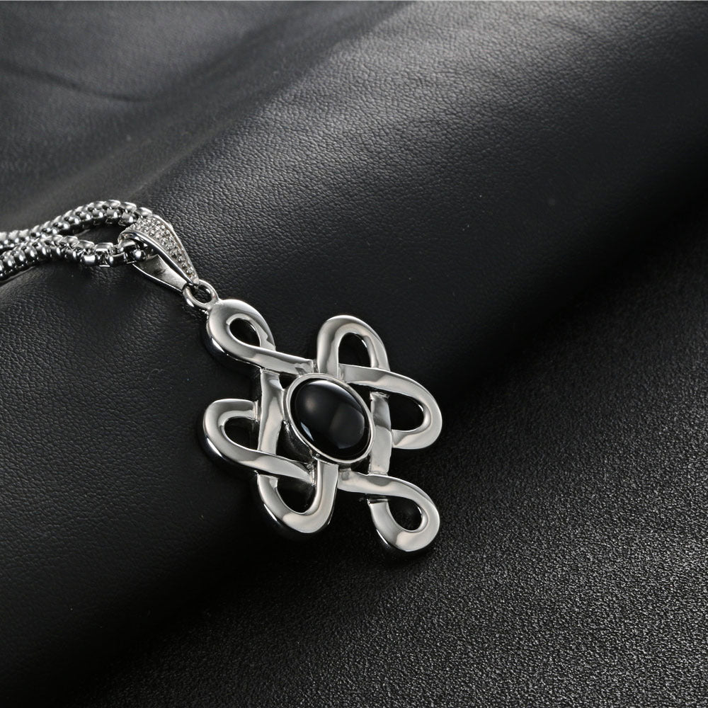 Elegant Unisex Titanium Steel Flower Pendant Necklace - Retro Crowe Design