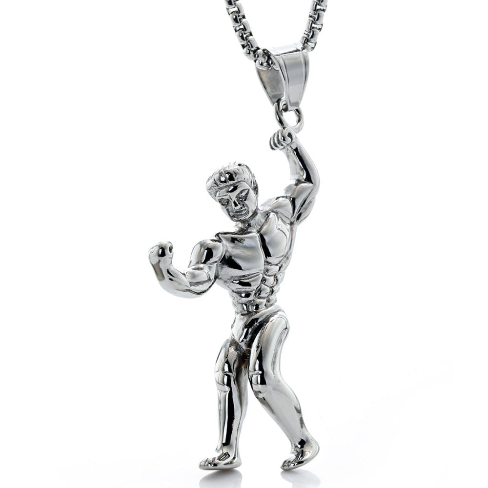 Titanium Steel Retro Muscle Pendant for Active Lifestyle - Unisex Fitness Accessory