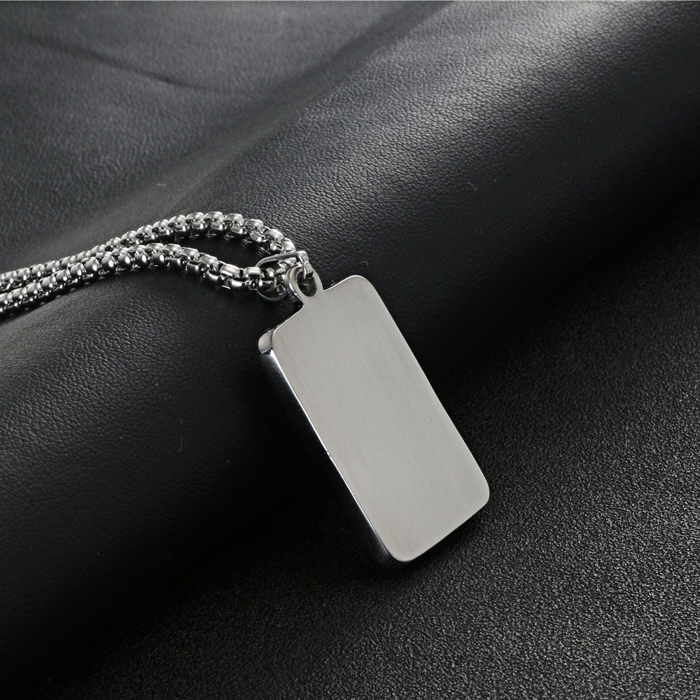 Titanium Steel Vintage Military Pendant Necklace with Musical Charm for Men