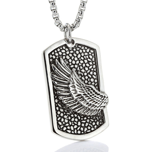 Titanium Steel Wing Pendant for Men - Retro Punk Army Style Accessory