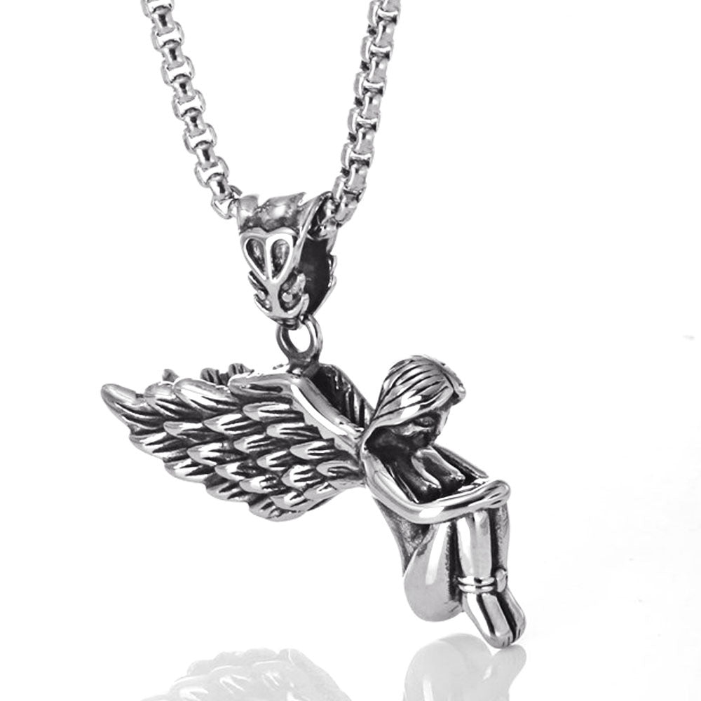 Urban Angel Pendant - Hip Hop Inspired Titanium Steel Jewelry for Men