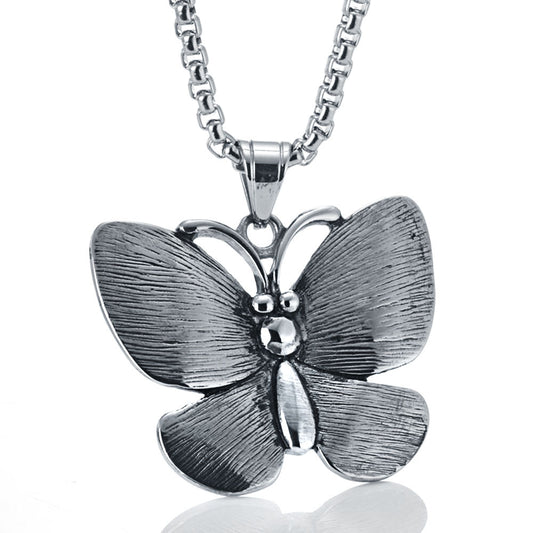 Kro Trendy Men's Retro Butterfly Pendant - Unique Titanium Steel Insect Accessory