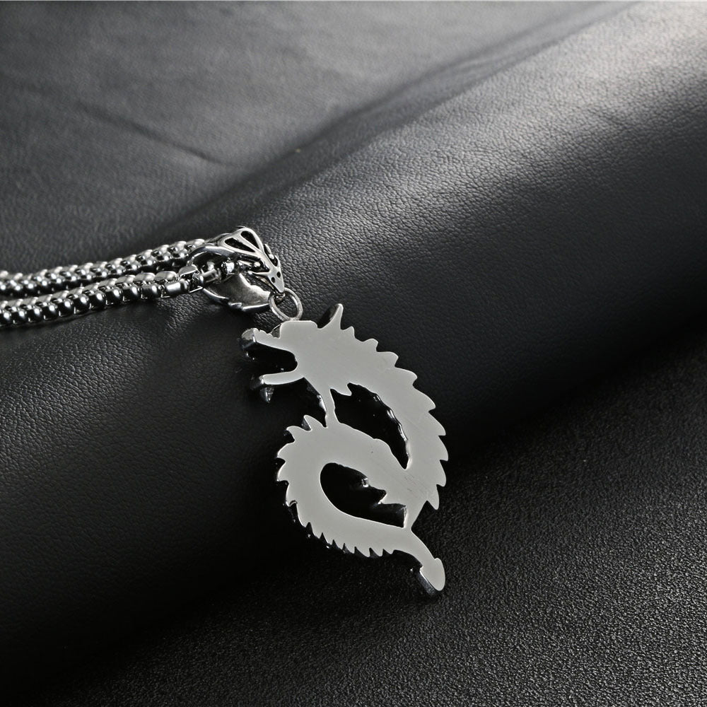 Titanium Steel Dragon Zircon Pendant - Unisex Retro Accessory for Bold Personalities