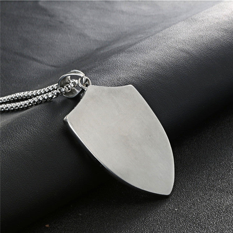 Timeless Titanium Steel Love Shield Pendant - Elegant Vintage Hand Pattern Necklace for All