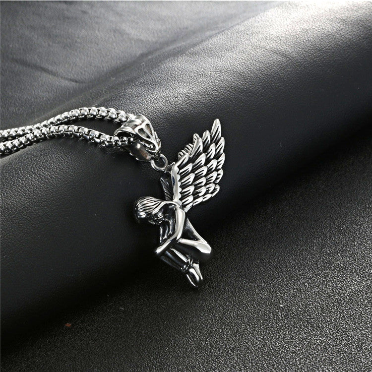 Urban Angel Pendant - Hip Hop Inspired Titanium Steel Jewelry for Men