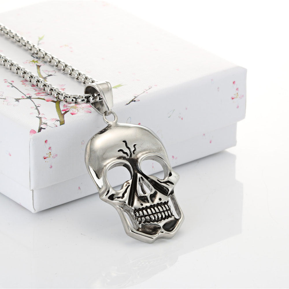 Titanium Steel Gothic Skull Pendant - Retro Ghost Head Mask Jewelry for Men