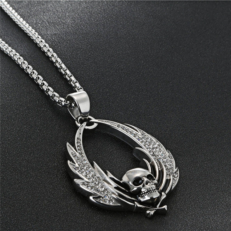 Titanium Steel Skull Wings Pendant - Unisex Crowe Hip Hop Jewelry