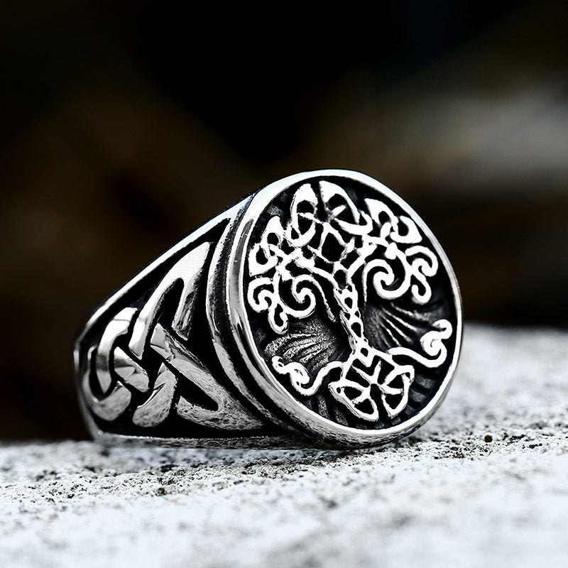 Titanium Steel Viking Tree of Life Ring for Men - Durable Cross-Border Jewelry