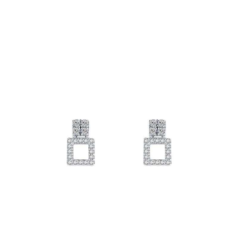 Elegant Korean Style S925 Silver Earrings with Sparkling Zircon for Women, Ideal for Stylish Parties and Popular in Europe and America