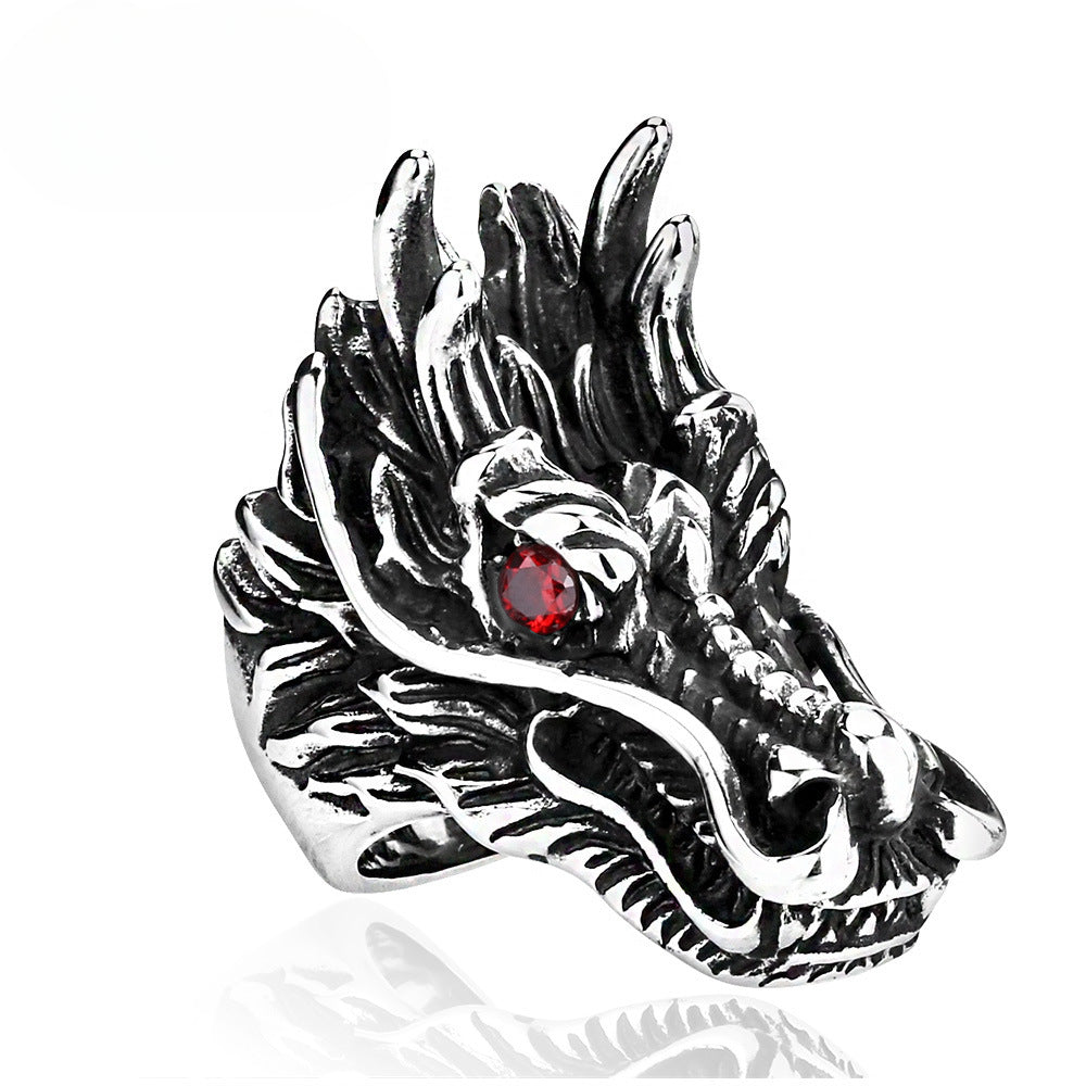 Titanium Steel Dragon Faucet Ring for Men - Bold and Stylish Wholesale Jewelry