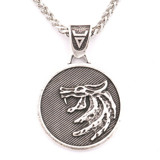 Mens' Viking Wolf Head Alloy Pendant Necklace - Nordic Legacy Collection