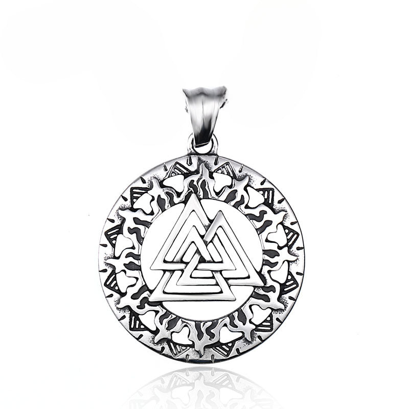 Nordic Viking-Inspired Triangular Titanium Steel Pendant Necklace for Men