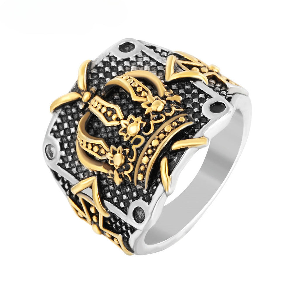 Crown Retro Titanium Steel Men's Ring