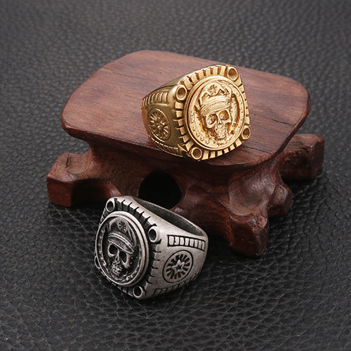 Warlord Skull Ring - Retro Stainless Steel Jewelry for Bold Men