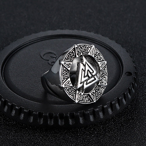 Personalized Retro Triangular Men's Titanium Steel Viking Ring - European and American Design