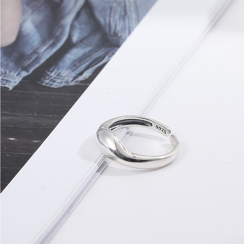 Irregular Shape Polished Opening Sterling Silver Ring