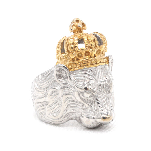 Personalized Retro Crown Lion Men's Titanium Steel Ring for Wholesale in European and American Style